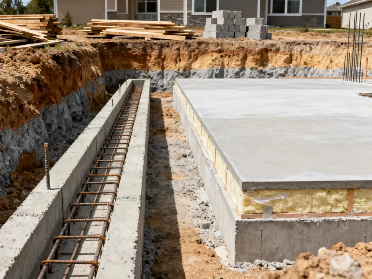 Porównanie ław fundamentowych i płyty fundamentowej na placu budowy domu